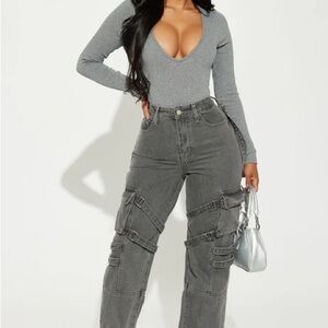 Leave A Message Cargo Straight Leg Jeans- Size 5